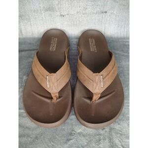 Man's Sandals Skechers Relaxed Fit Flip Flop Brown 11